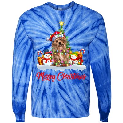 Havanese Dog Xmas Tree Lighting Santa Havanese Christmas Gift Tie-Dye Long Sleeve Shirt