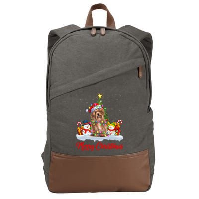 Havanese Dog Xmas Tree Lighting Santa Havanese Christmas Gift Cotton Canvas Backpack