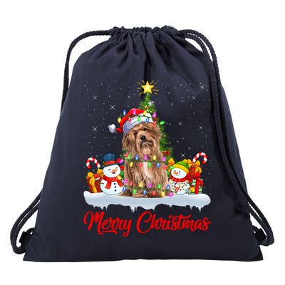 Havanese Dog Xmas Tree Lighting Santa Havanese Christmas Gift Drawstring Bag