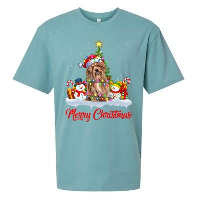 Havanese Dog Xmas Tree Lighting Santa Havanese Christmas Gift Sueded Cloud Jersey T-Shirt