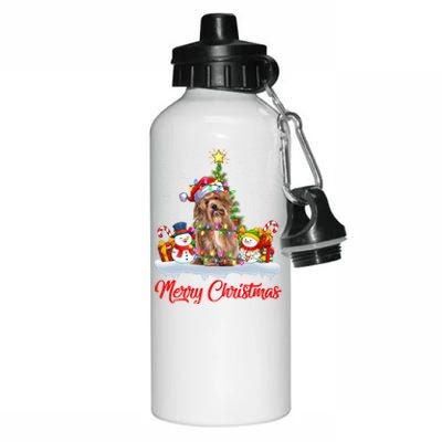 Havanese Dog Xmas Tree Lighting Santa Havanese Christmas Gift Aluminum Water Bottle