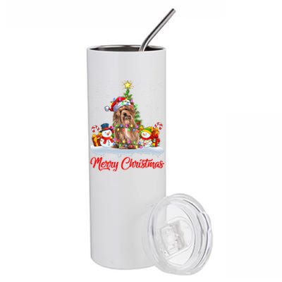 Havanese Dog Xmas Tree Lighting Santa Havanese Christmas Gift Stainless Steel Tumbler