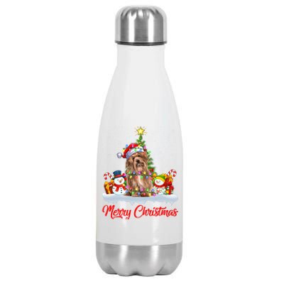 Havanese Dog Xmas Tree Lighting Santa Havanese Christmas Gift Stainless Steel Insulated Water Bottle