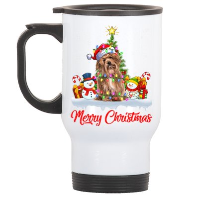 Havanese Dog Xmas Tree Lighting Santa Havanese Christmas Gift Stainless Steel Travel Mug