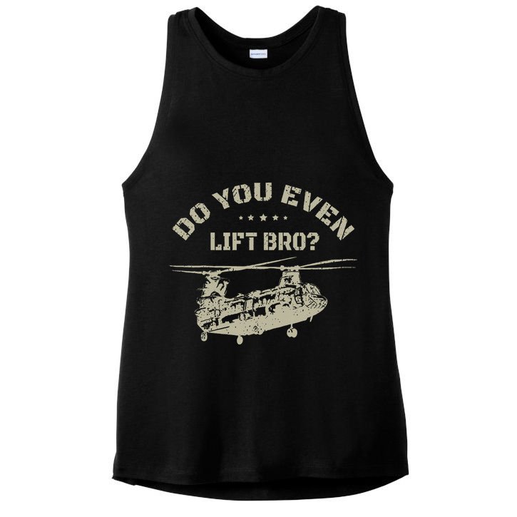 Helicopter Do You Even Lift Bro Ch47 Chinook Ladies PosiCharge Tri-Blend Wicking Tank