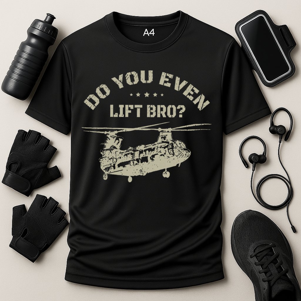 Helicopter Do You Even Lift Bro Ch47 Chinook Cooling Performance Crew T-Shirt