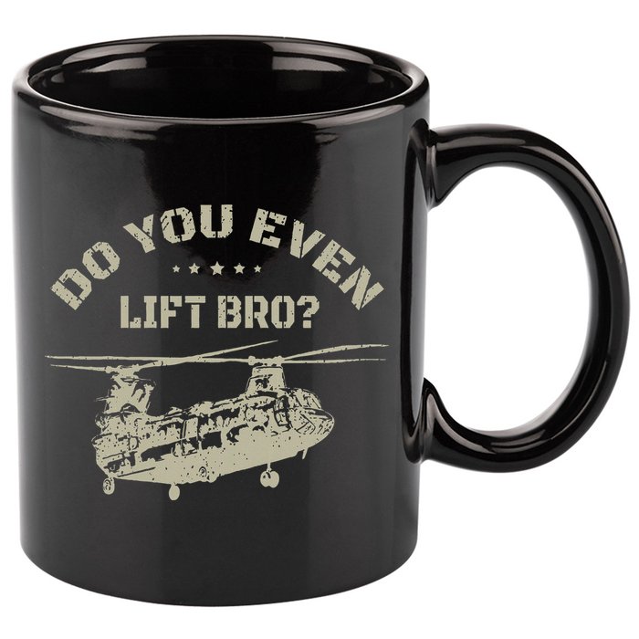 Helicopter Do You Even Lift Bro Ch47 Chinook 11oz C Handle Ceramic Mug