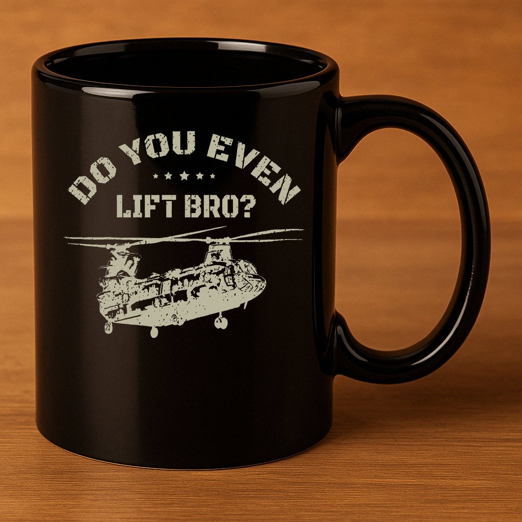 Helicopter Do You Even Lift Bro Ch47 Chinook 11oz C Handle Ceramic Mug