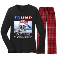 How Do You Like My Garbage Truck Boy Girl Funny Trump Women's Long Sleeve Flannel Pajama Set 