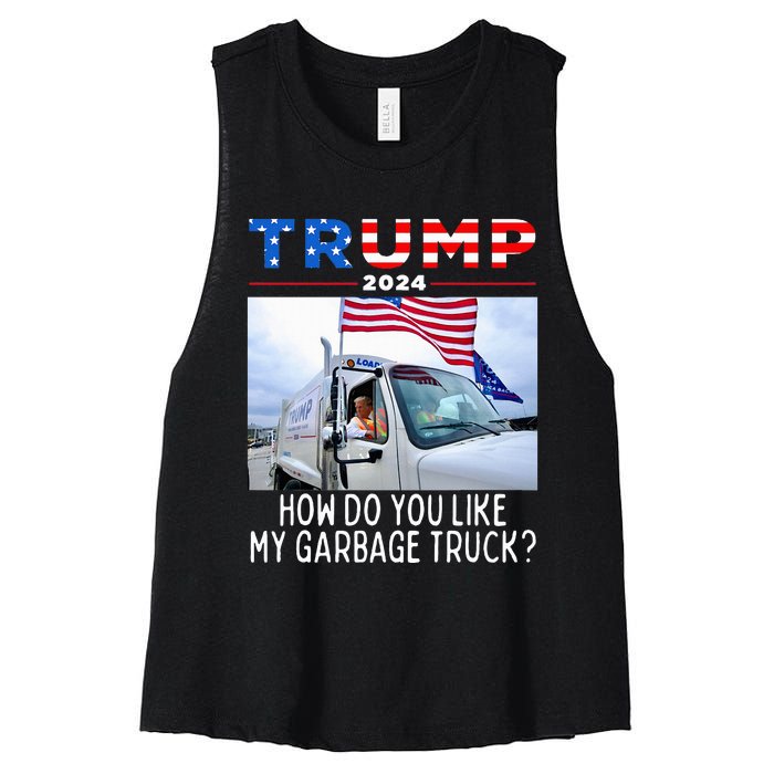 How Do You Like My Garbage Truck Boy Girl Funny Trump Women's Racerback Cropped Tank