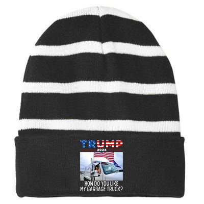 How Do You Like My Garbage Truck Boy Girl Funny Trump Striped Beanie with Solid Band