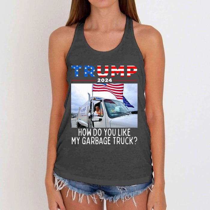 How Do You Like My Garbage Truck Boy Girl Funny Trump Women's Knotted Racerback Tank