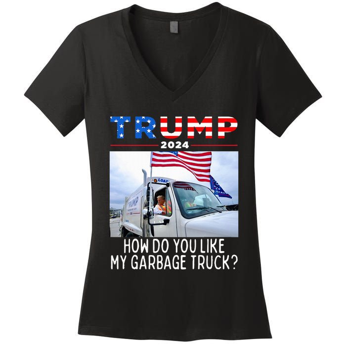 How Do You Like My Garbage Truck Boy Girl Funny Trump Women's V-Neck T-Shirt