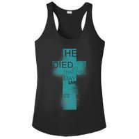 He Died So That We May Live John 10:10 Ladies PosiCharge Competitor Racerback Tank