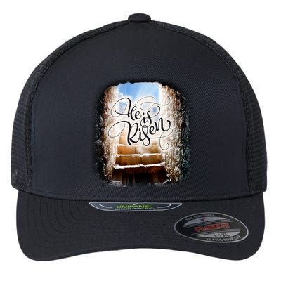 He Has Risen Jesus Christ Tomb Flexfit Unipanel Trucker Cap