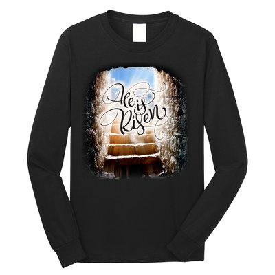 He Has Risen Jesus Christ Tomb Long Sleeve Shirt