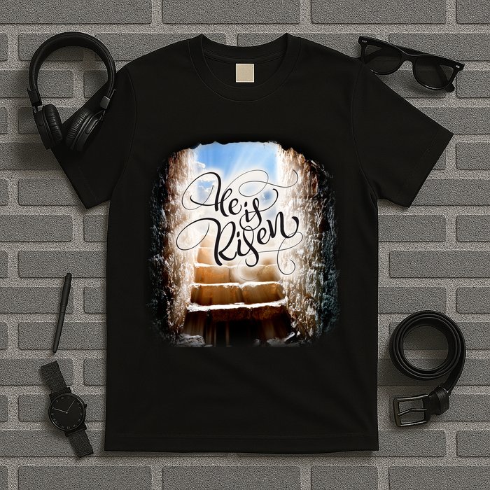 He Has Risen Jesus Christ Tomb T-Shirt