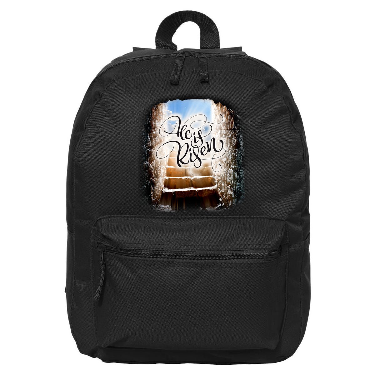He Has Risen Jesus Christ Tomb 16 in Basic Backpack