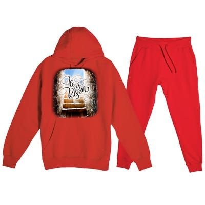 He Has Risen Jesus Christ Tomb Premium Hooded Sweatsuit Set