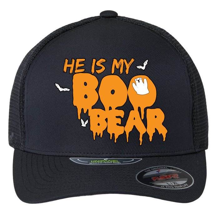 He Is My Boo Bear Flexfit Unipanel Trucker Cap