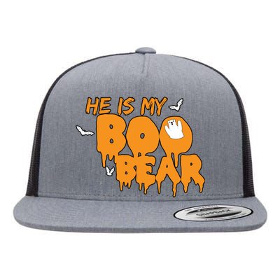 He Is My Boo Bear Flat Bill Trucker Hat