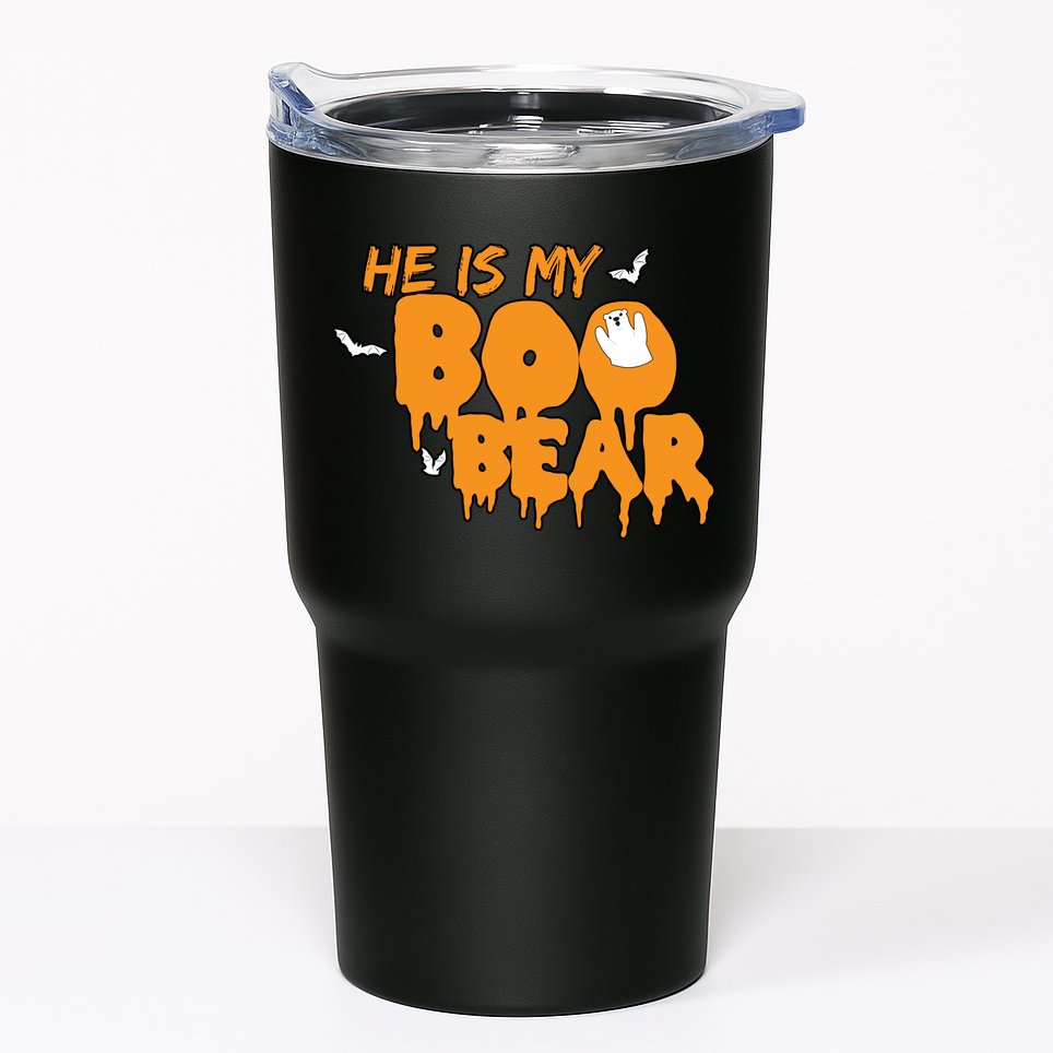 He Is My Boo Bear Tumbler