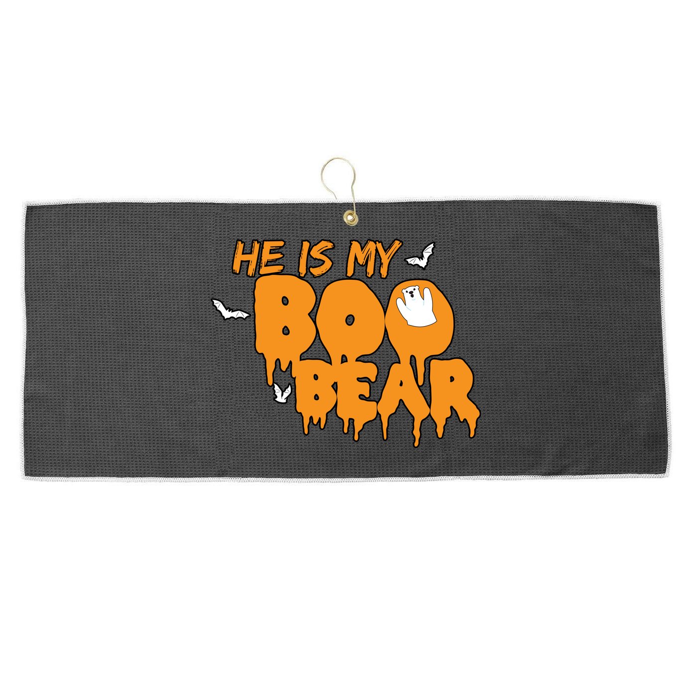 He Is My Boo Bear Large Microfiber Waffle Golf Towel