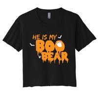 He Is My Boo Bear Women's Crop Top Tee