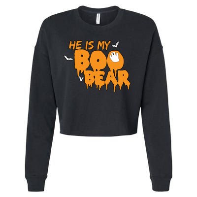 He Is My Boo Bear Cropped Pullover Crew