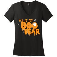 He Is My Boo Bear Women's V-Neck T-Shirt