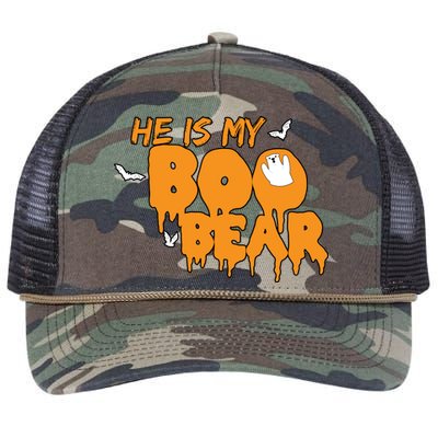 He Is My Boo Bear Retro Rope Trucker Hat Cap