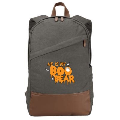 He Is My Boo Bear Cotton Canvas Backpack