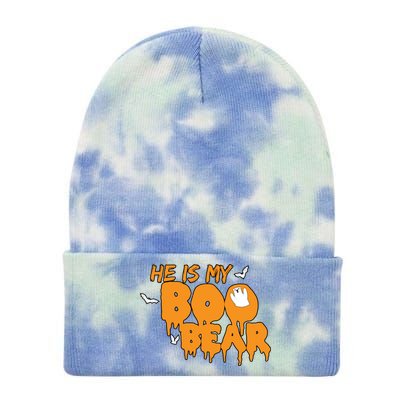 He Is My Boo Bear Tie Dye 12in Knit Beanie