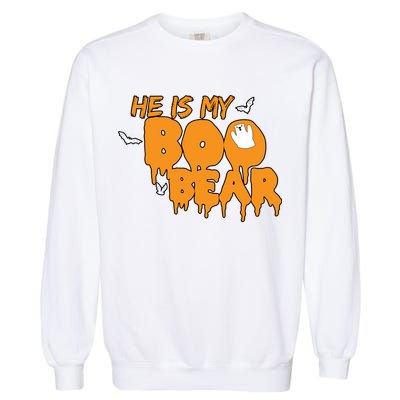 He Is My Boo Bear Garment-Dyed Sweatshirt