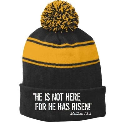 He is Not HERE, For He Has RISEN Matthew 28:6 Jesus Stripe Pom Pom Beanie