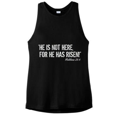 He is Not HERE, For He Has RISEN Matthew 28:6 Jesus Ladies PosiCharge Tri-Blend Wicking Tank