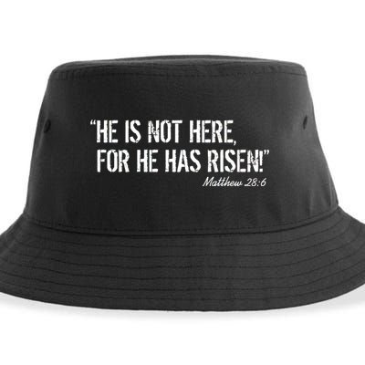 He is Not HERE, For He Has RISEN Matthew 28:6 Jesus Sustainable Bucket Hat