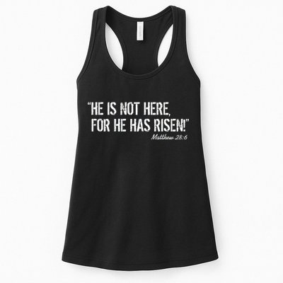 He is Not HERE, For He Has RISEN Matthew 28:6 Jesus Womens Tank Top