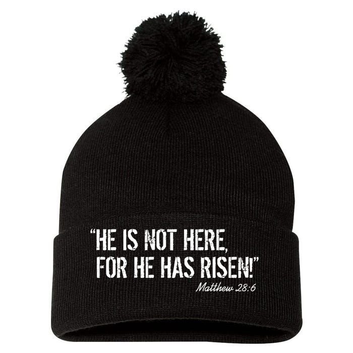 He is Not HERE, For He Has RISEN Matthew 28:6 Jesus Pom Pom 12in Knit Beanie