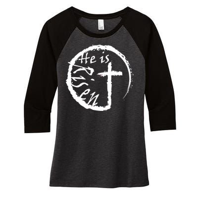 He Is Risen Women's Tri-Blend 3/4-Sleeve Raglan Shirt