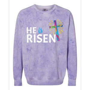 He Is Risen Colorful Cross Colorblast Crewneck Sweatshirt