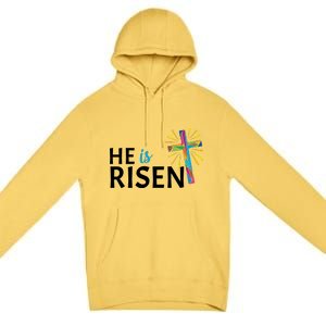 He Is Risen Colorful Cross Premium Pullover Hoodie