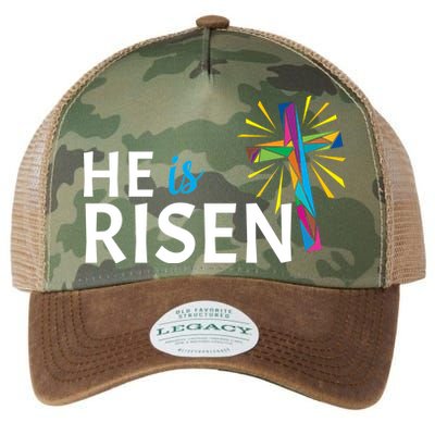 He Is Risen Colorful Cross Legacy Tie Dye Trucker Hat