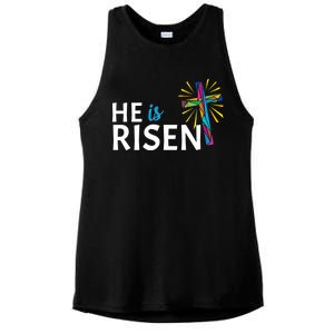 He Is Risen Colorful Cross Ladies PosiCharge Tri-Blend Wicking Tank