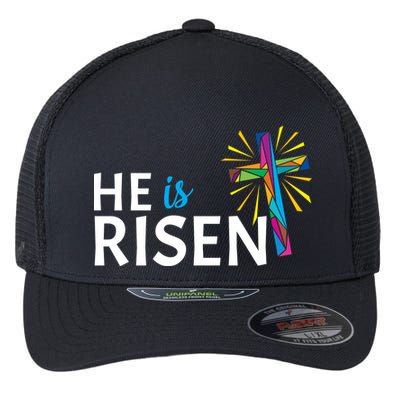 He Is Risen Colorful Cross Flexfit Unipanel Trucker Cap