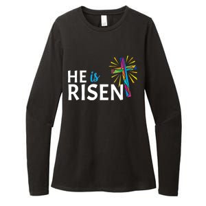 He Is Risen Colorful Cross Womens CVC Long Sleeve Shirt