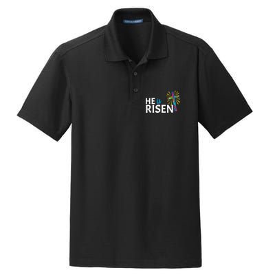 He Is Risen Colorful Cross Dry Zone Grid Polo