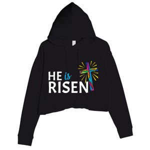 He Is Risen Colorful Cross Crop Fleece Hoodie