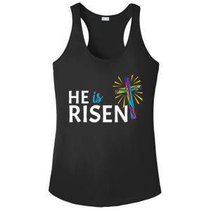 He Is Risen Colorful Cross Ladies PosiCharge Competitor Racerback Tank