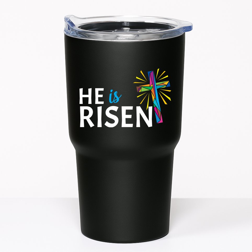 He Is Risen Colorful Cross Tumbler